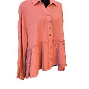 WISHLIST APPAREL women’s size L dusty coral button-down blouse